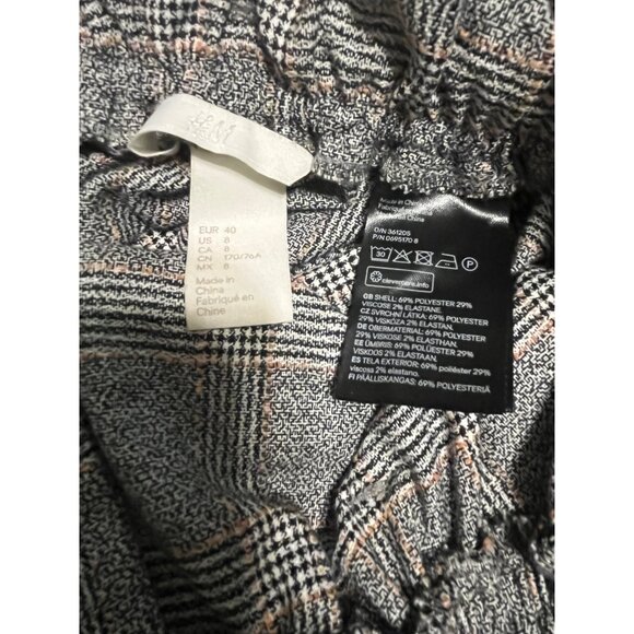 H&M POCKETS! Gray Checked Paperbag Waist Wrap Skirt W/Sash & Pockets M Medium - Picture 4 of 4